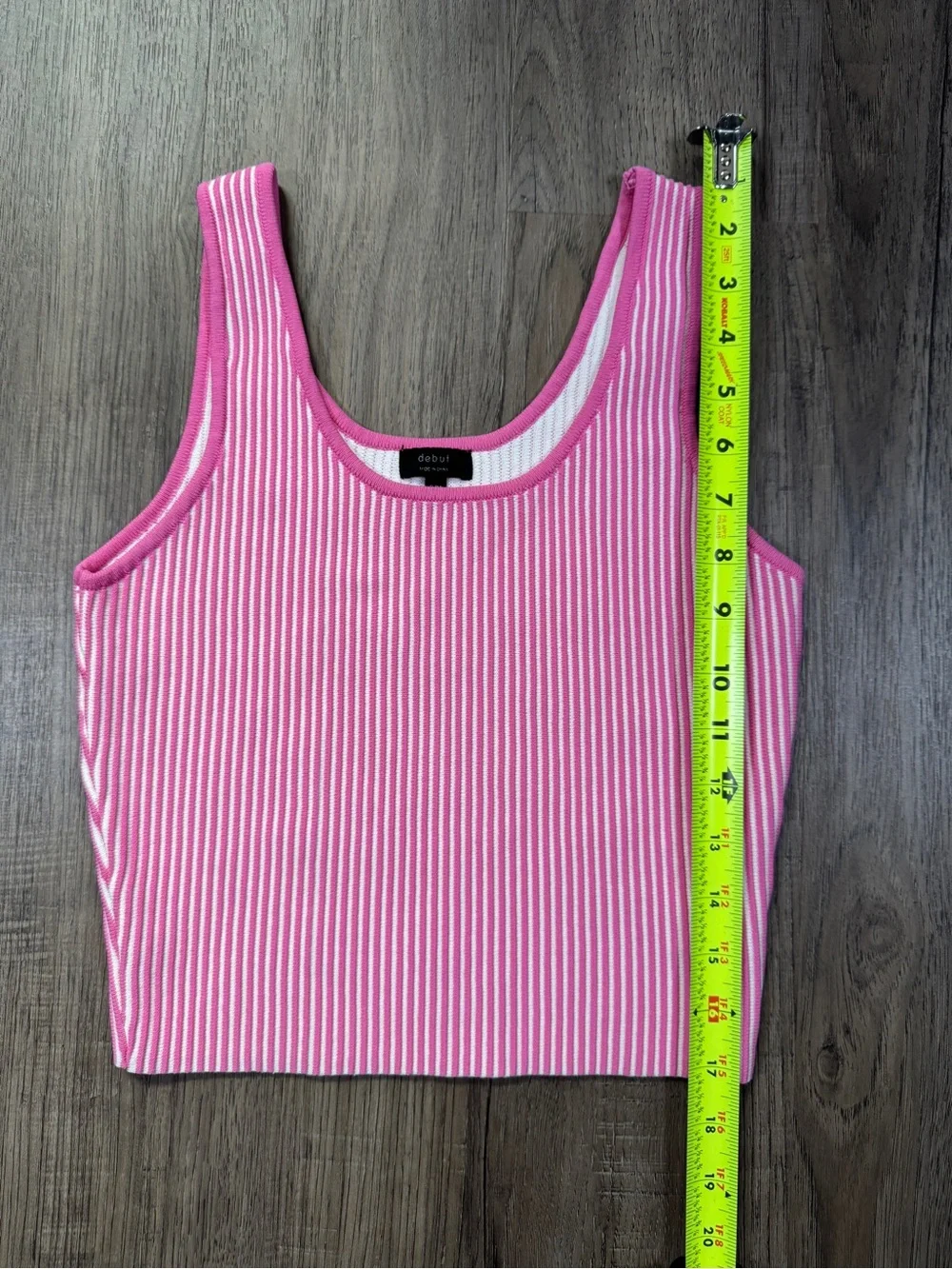 Debut Pink & White Striped Ribbed Knit Tank Top Size S/M